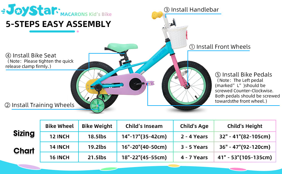 Kids Bicycle, Ages 3-9 Years, Multiple Colors