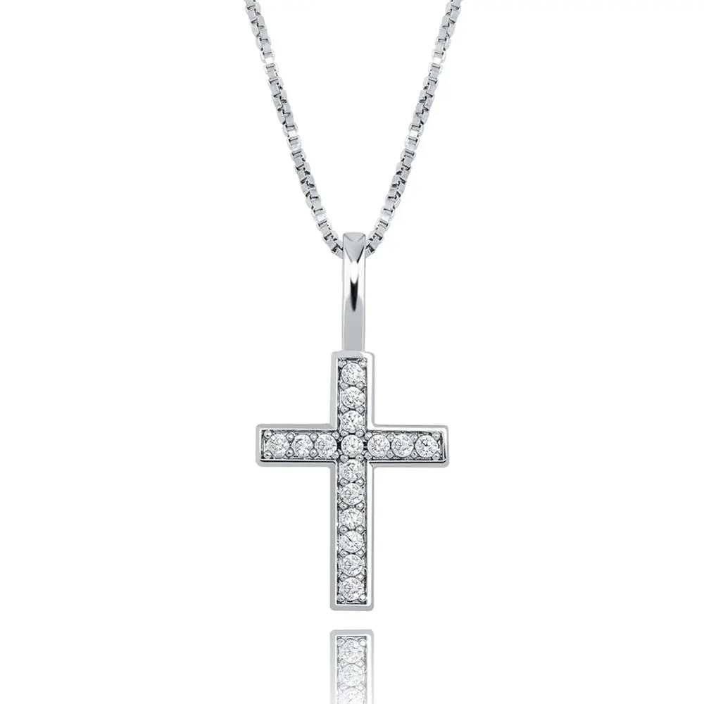 925 Sterling Silver, Ice Zircon Cross Pendant, Fashion Jewelry