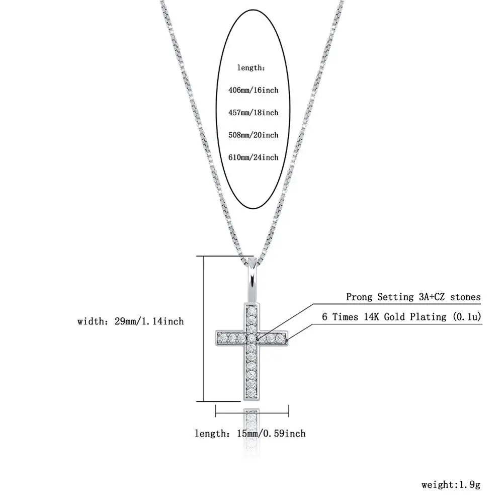 925 Sterling Silver, Ice Zircon Cross Pendant, Fashion Jewelry