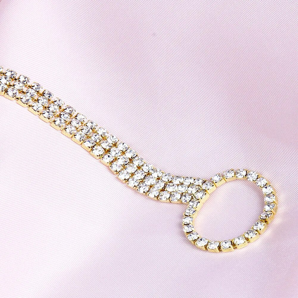 Stretch Ankle Bracelet, Bohemian Rhinestone Toe Ring Jewelry.