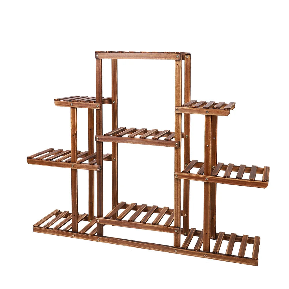 Multi-tiered Carbonized Indoor Wood Plant Stand
