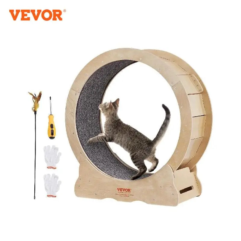Natural Wood Exercise Wheel with Detachable Carpet