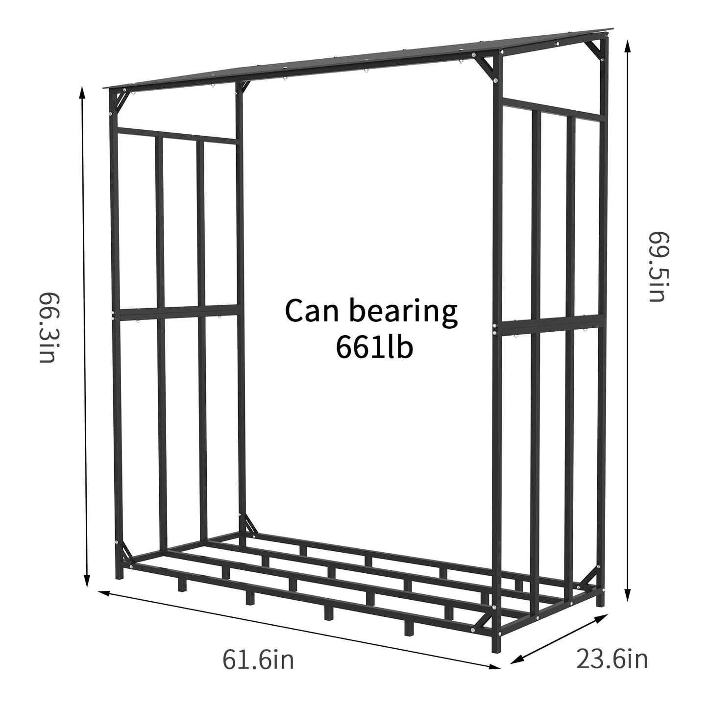 Heavy Duty Metal Firewood Rack with Top Cover