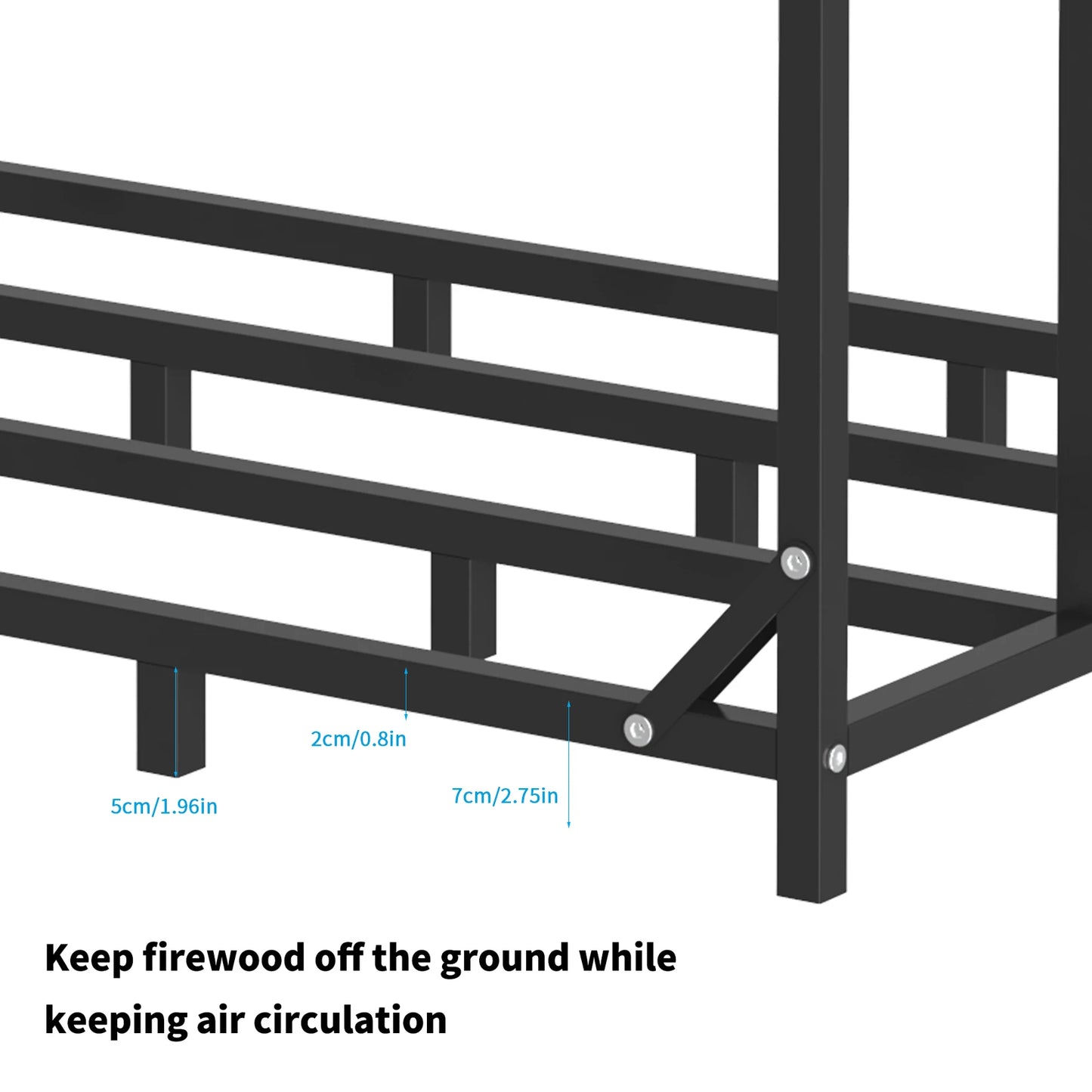 Heavy Duty Metal Firewood Rack with Top Cover