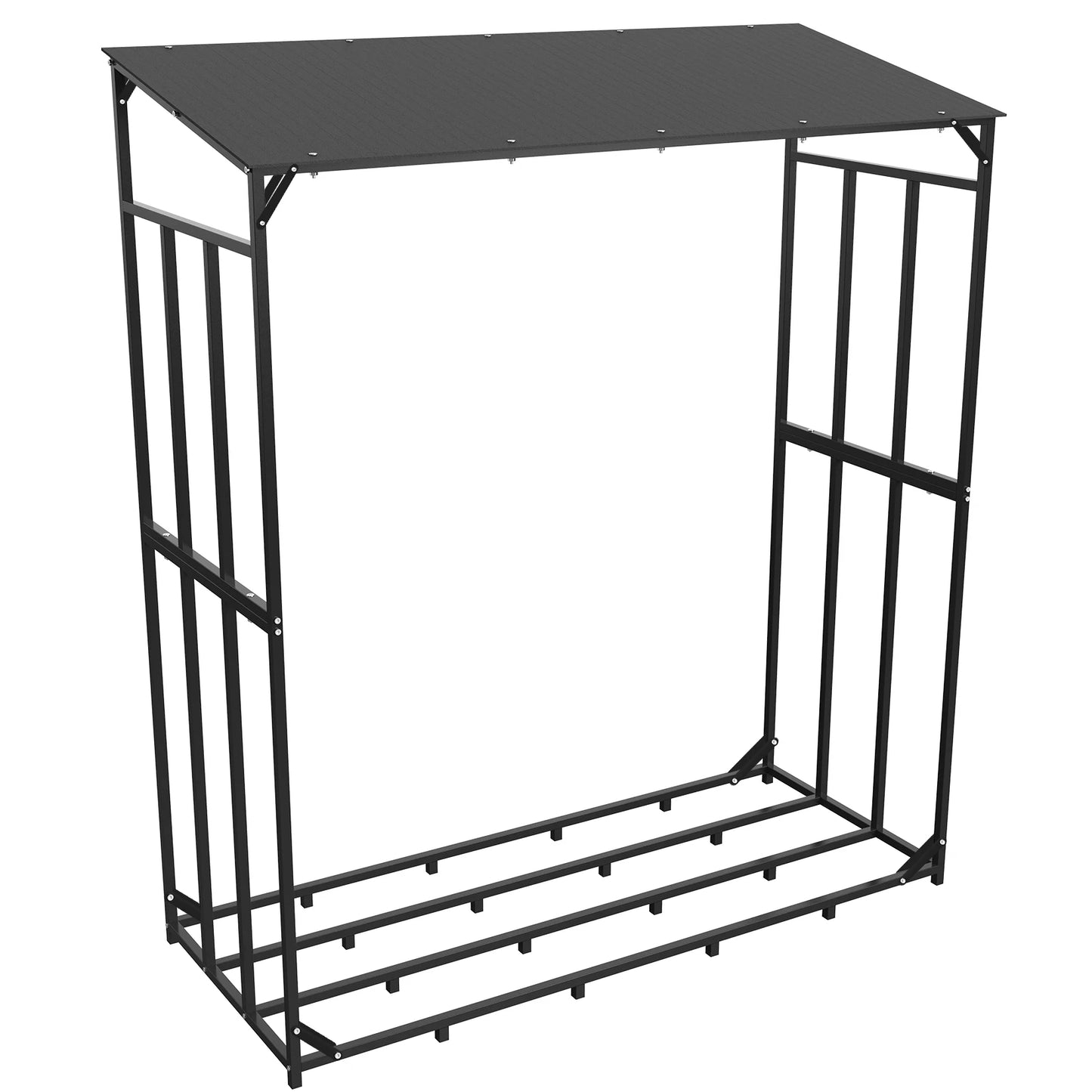 Heavy Duty Metal Firewood Rack with Top Cover