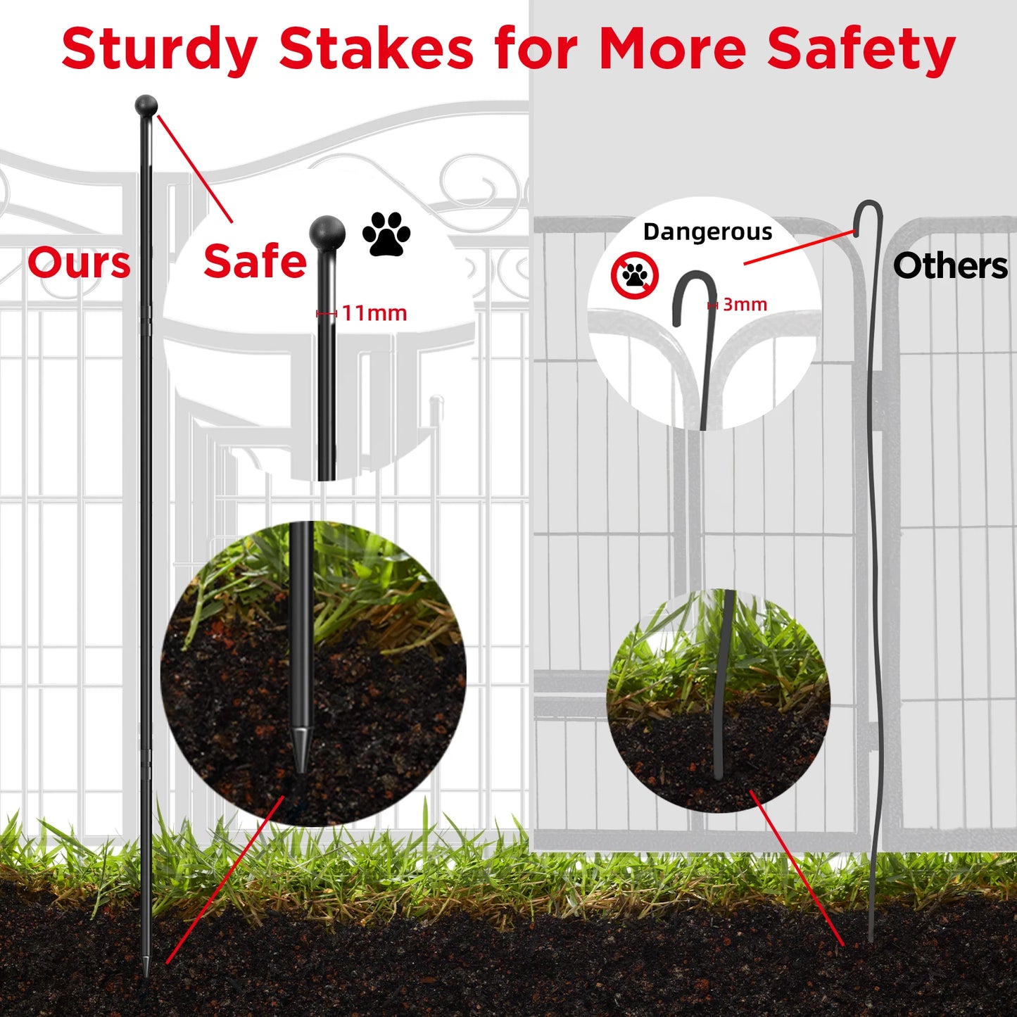Heavy Duty 8-Panel Metal Dog Playpen with Gate