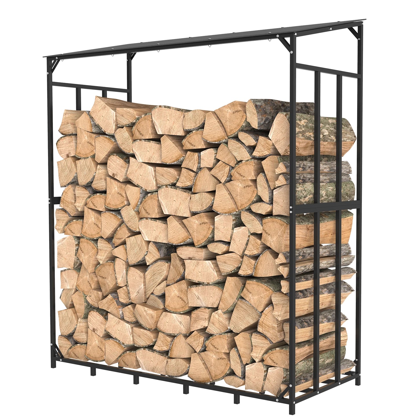 Heavy Duty Metal Firewood Rack with Top Cover