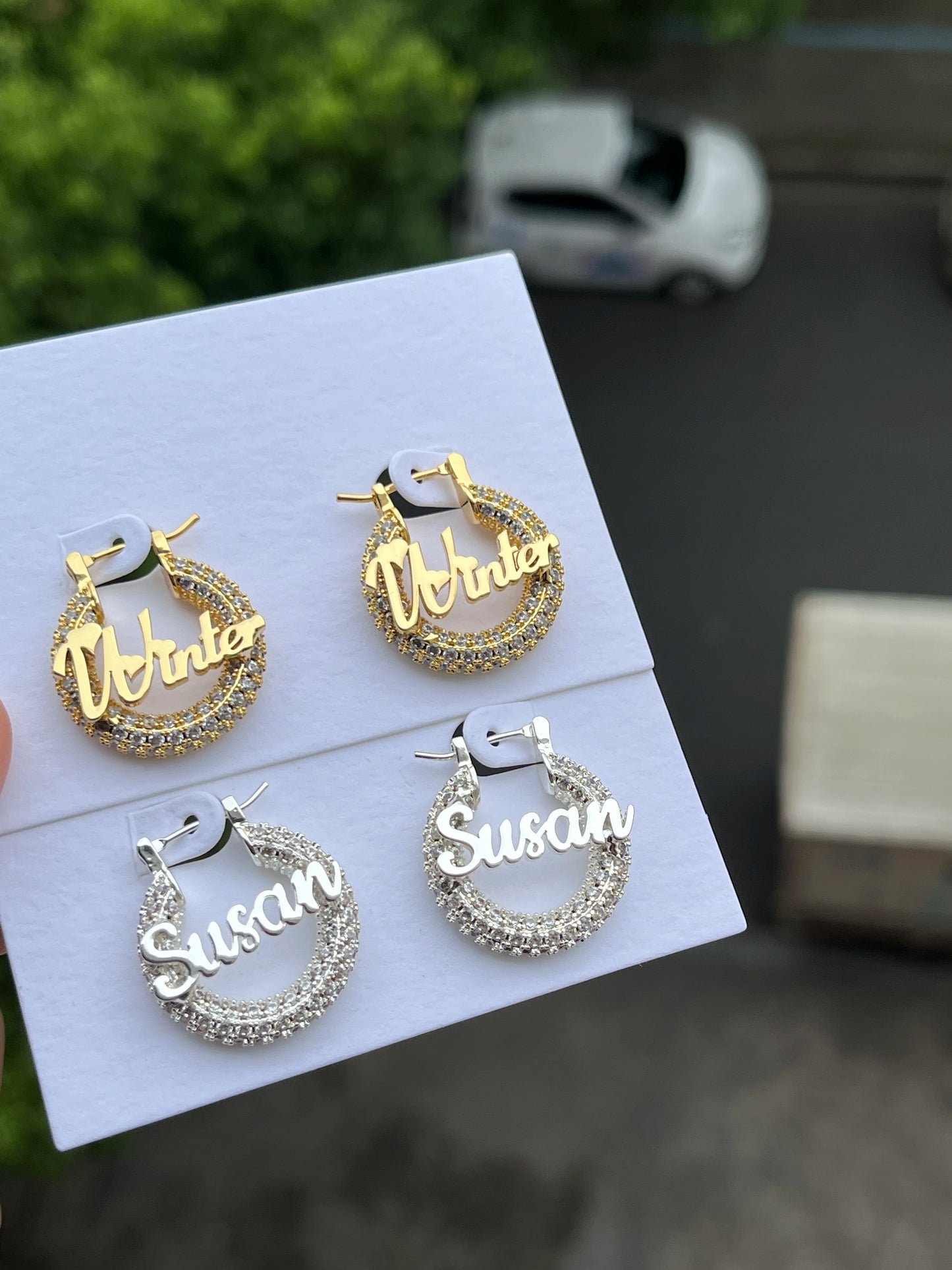22mm Mini Hoop Custom Nameplate Bling Earrings