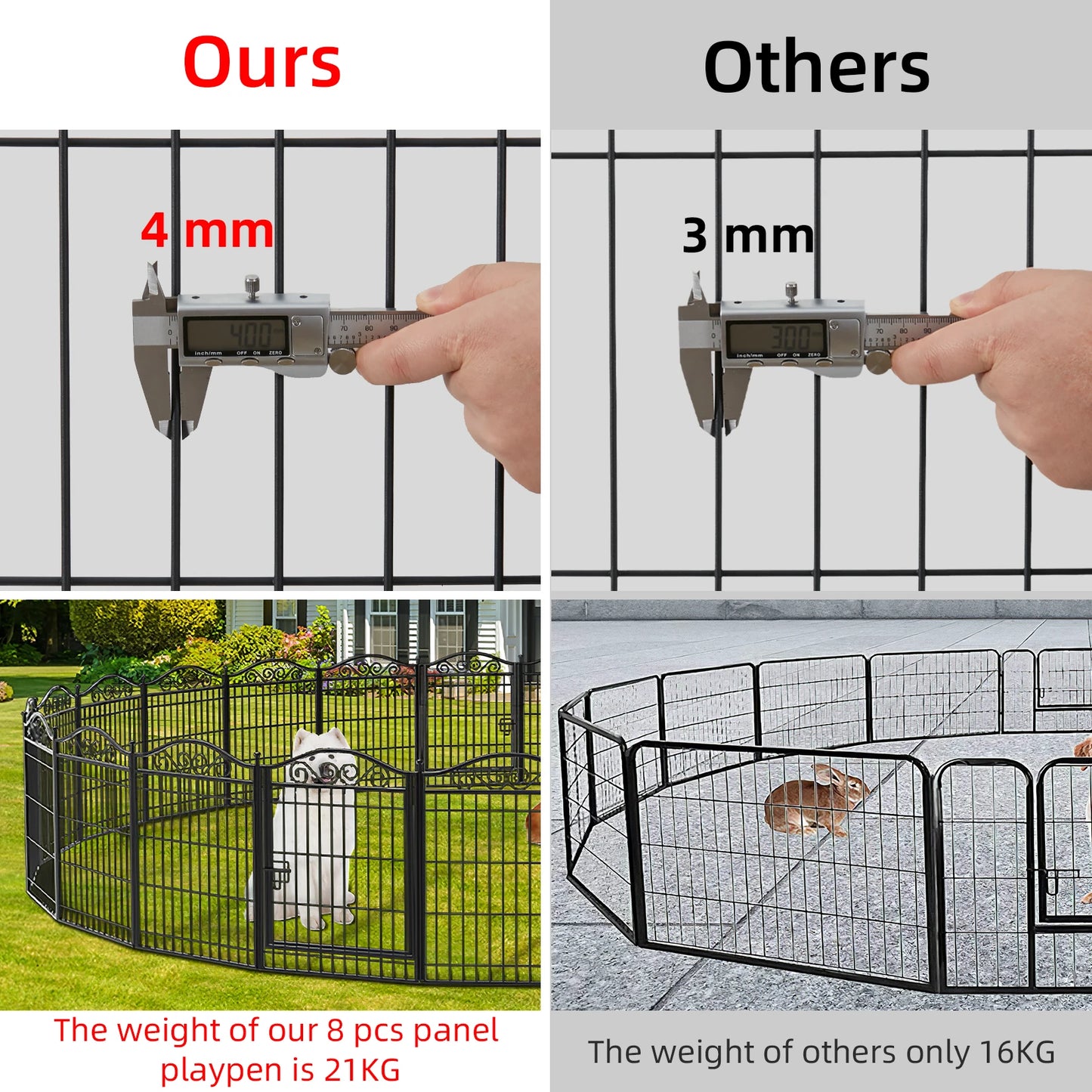 Heavy Duty 8-Panel Metal Dog Playpen with Gate