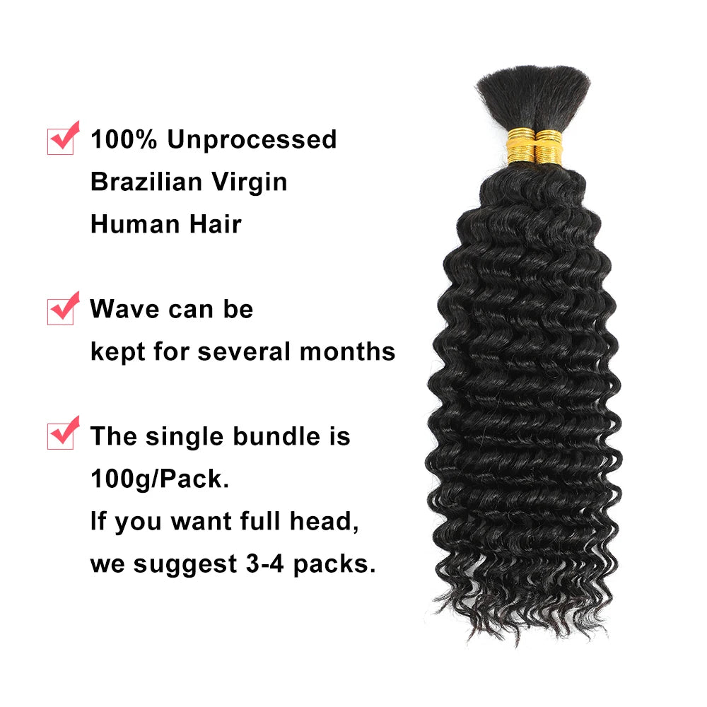 Deep Wave Human Hair Bundles for Boho Braids