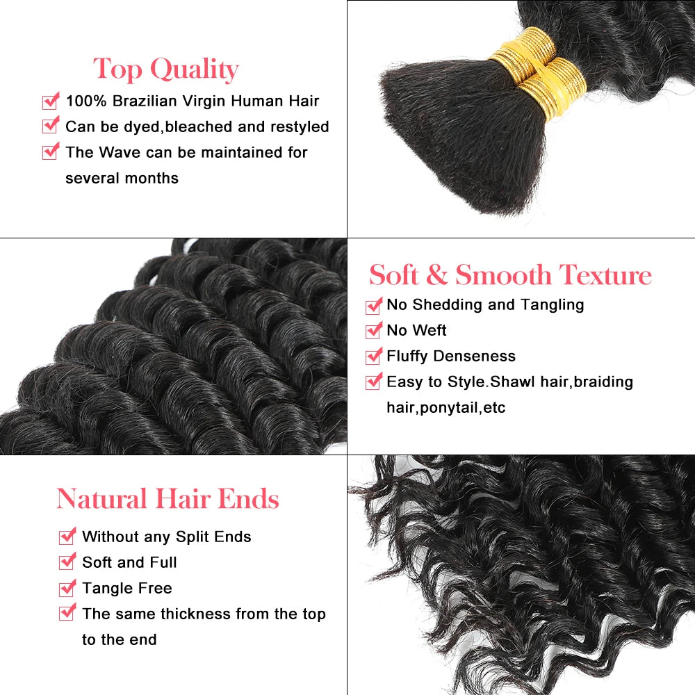 Deep Wave Human Hair Bundles for Boho Braids