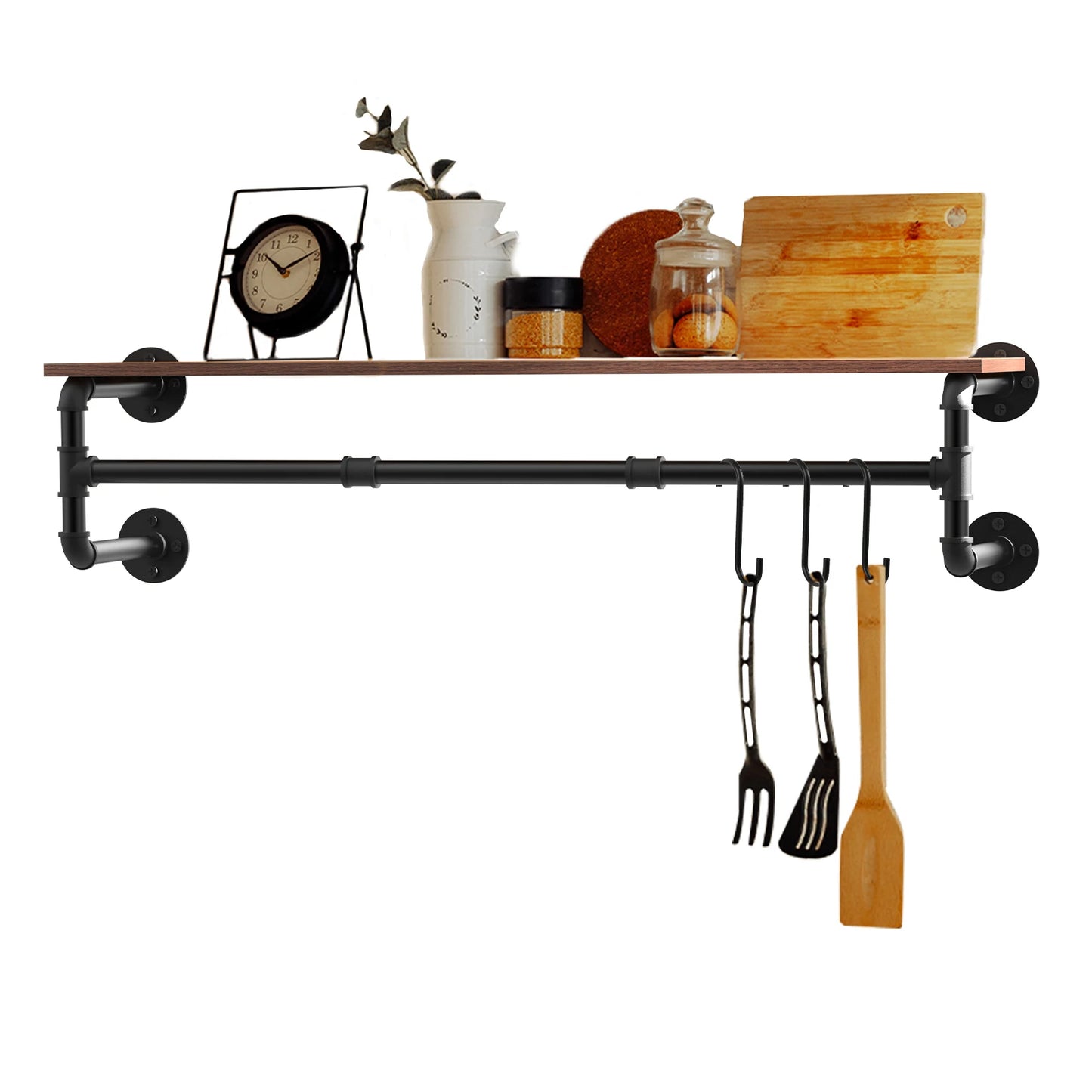 Wall Mounted Industrial Pipe Clothing Rack With Shelf