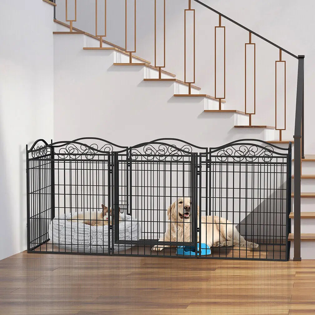 Heavy Duty 8-Panel Metal Dog Playpen with Gate