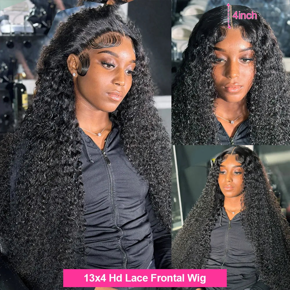 Water Wave Curly Lace Frontal Human Hair Wigs