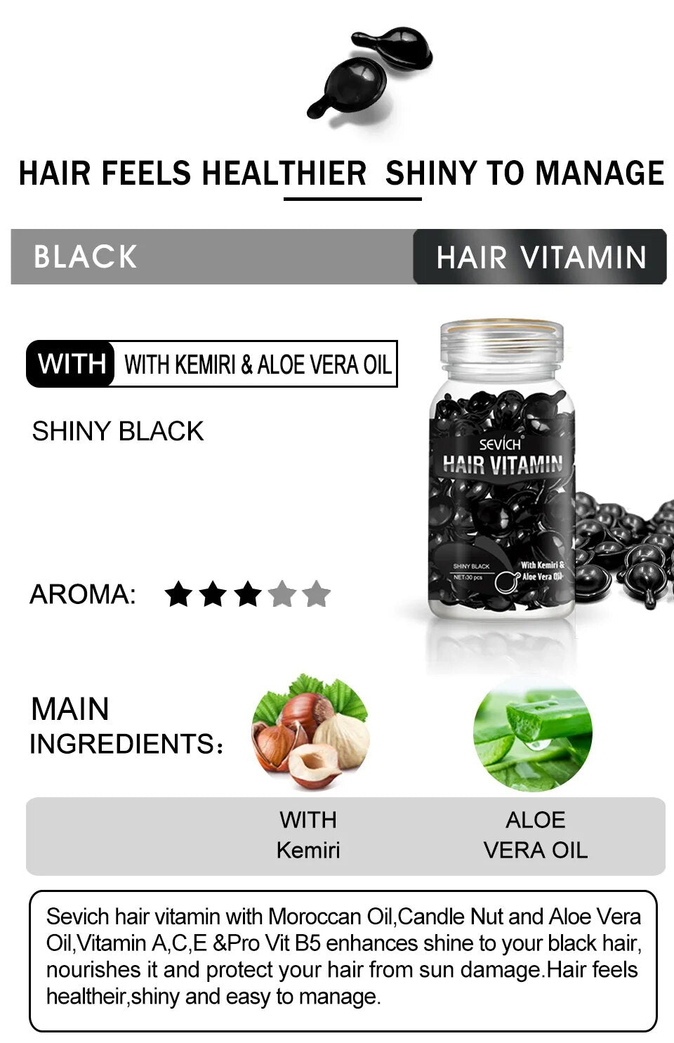 Vitamin Capsule 30pcs/bottle Keratin Damaged Hair Repair