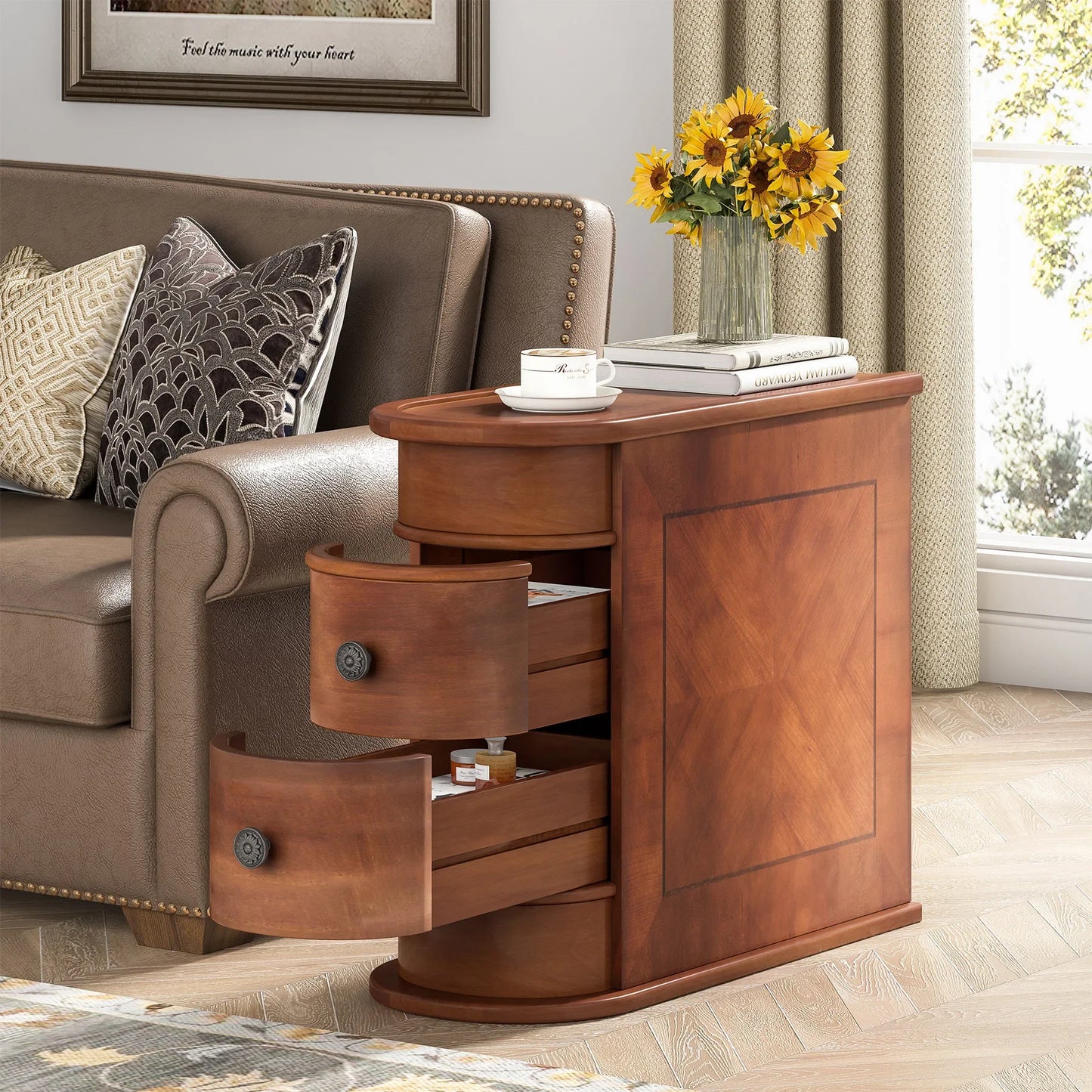 Solid Wood Narrow End Table
