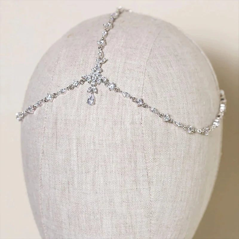Boho Rhinestone Leaf Forehead Chain