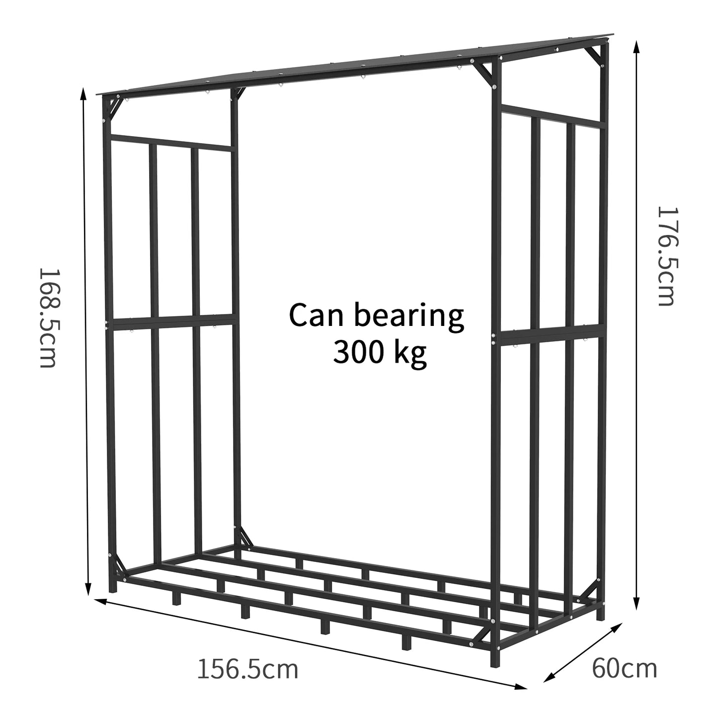 Tall Heavy Duty Outdoor Firewood Rack with Cover