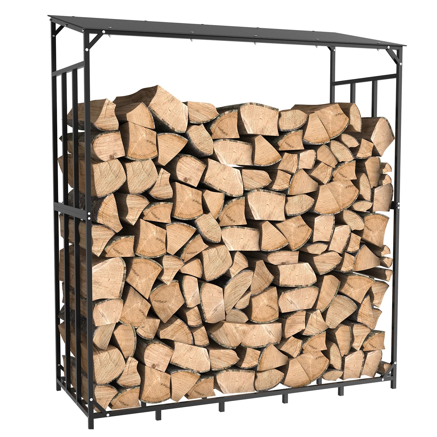 Tall Heavy Duty Outdoor Firewood Rack with Cover
