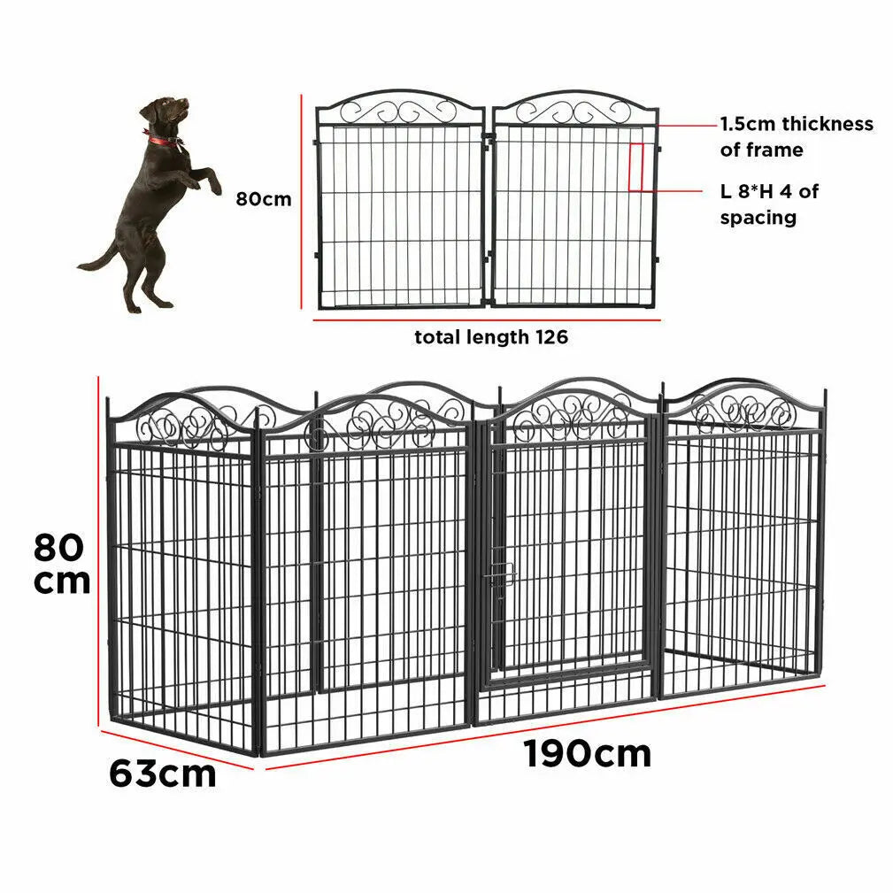 Heavy Duty 8-Panel Metal Dog Playpen with Gate