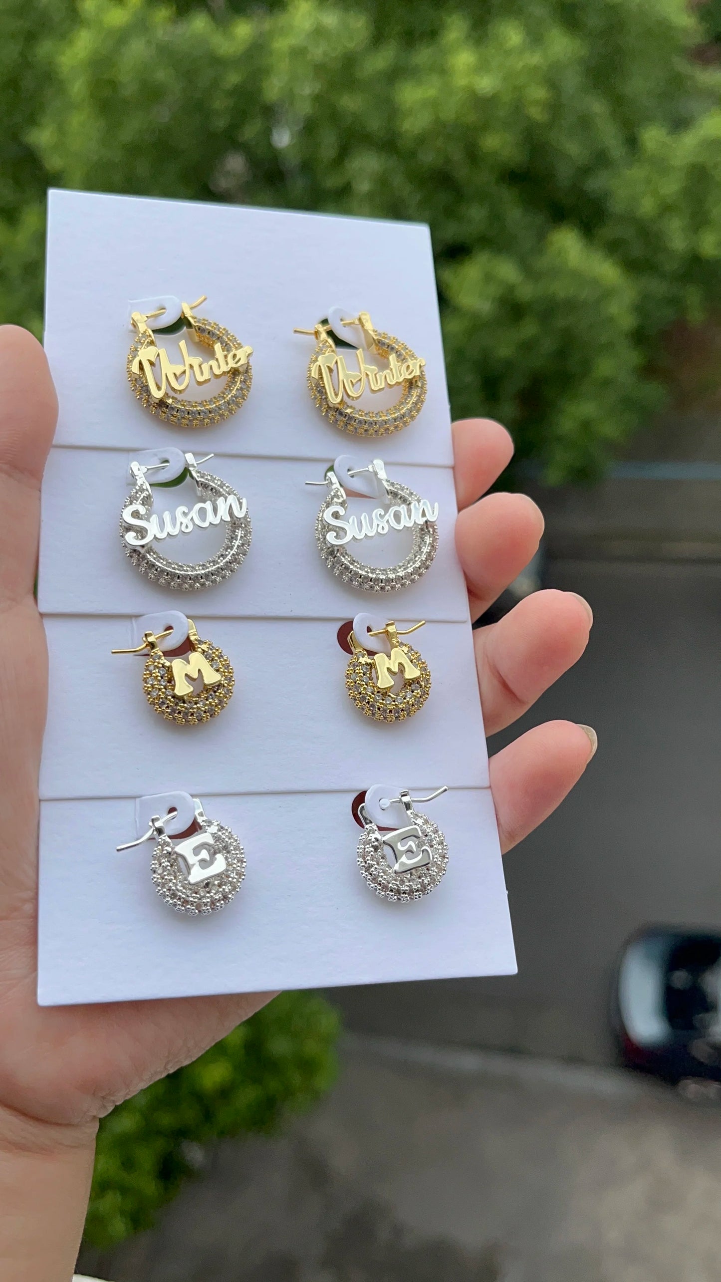 22mm Mini Hoop Custom Nameplate Bling Earrings