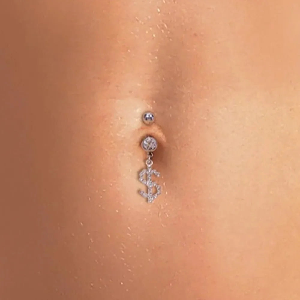 Rhinestone Heart Belly Button Nails Body Piercing Jewelry