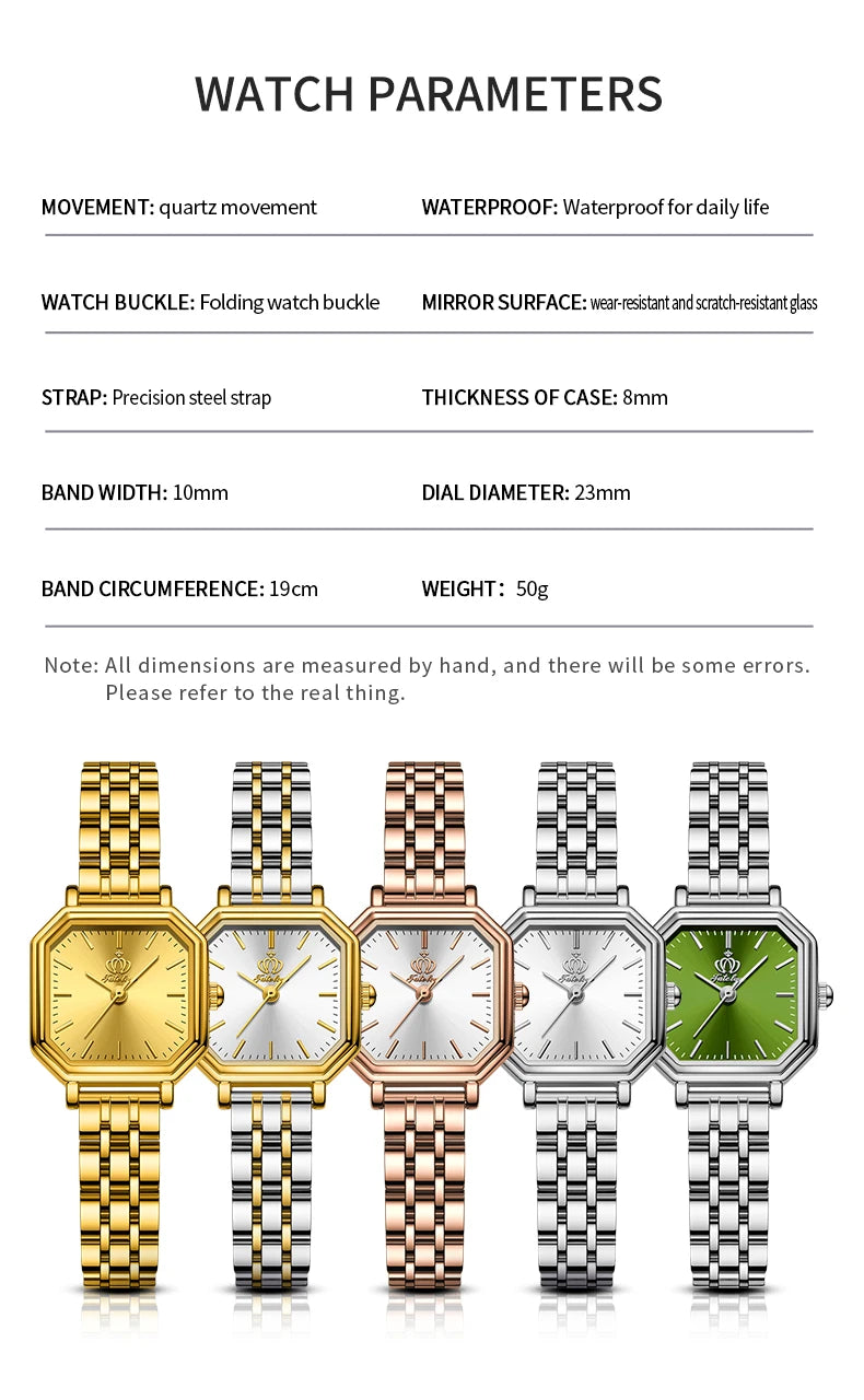 Square Dial Fashion Stainless steel Watch for Women