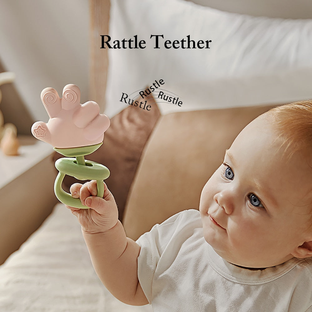 Baby Finger Teether Multiple Chew Points Shakable Rattle