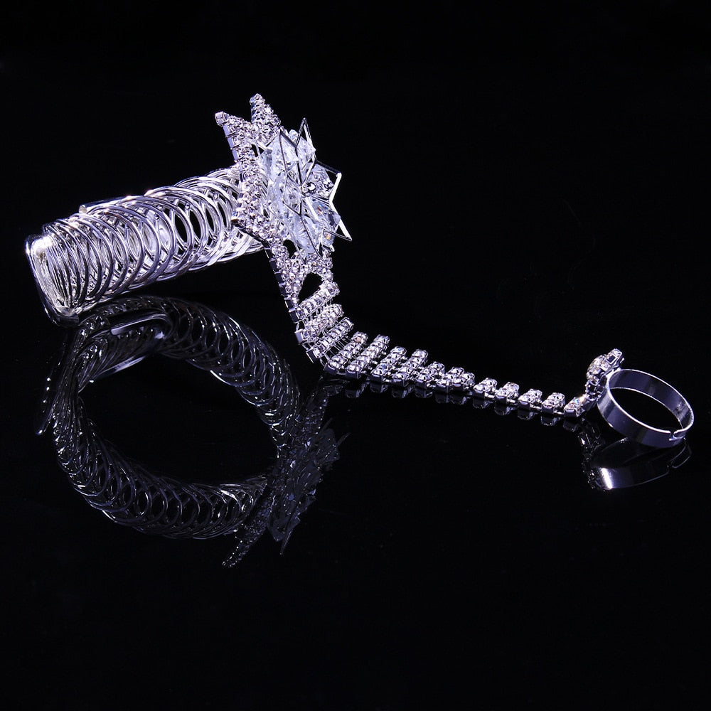 Zircon Cuff Finger Bracelet Fashion Crystal Bling Accessories Adjustable Flowers Bracelet Wholesale Jewelry