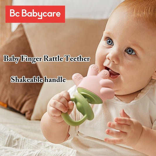 Baby Finger Teether Multiple Chew Points Shakable Rattle