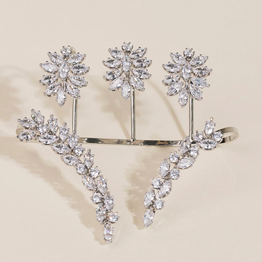 Elegant Zircon Flower Hand Palm Bangle Jewelry
