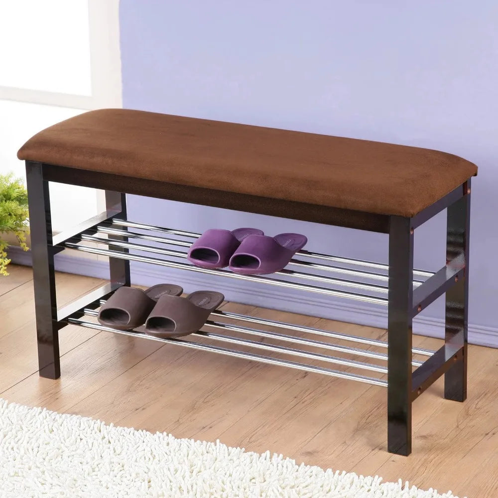 Shoe Storage Rack Wooden with Bench