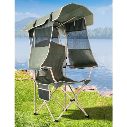 Camping Chair with Shade Canopy And Cup Holder