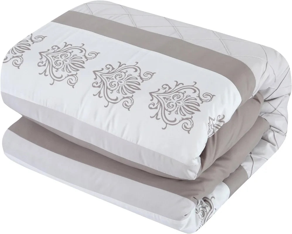 Pin-Tuck Block Embroidery Bed-in-A-Bag with Sheet Set