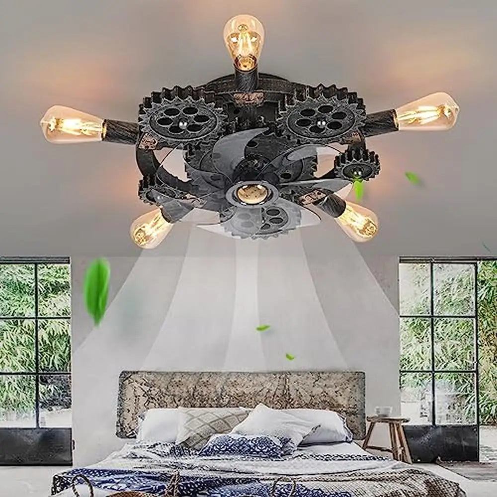 20" Industrial Wooden Ceiling Fan with Remote