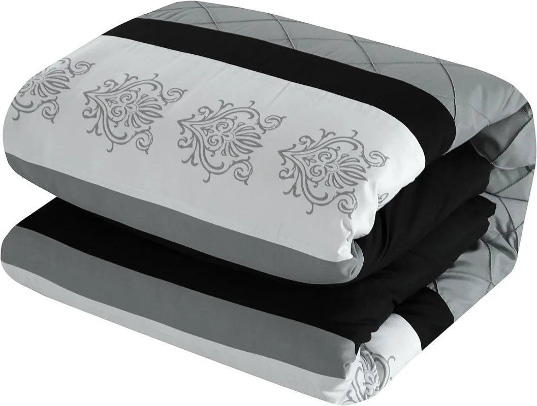 Pin-Tuck Block Embroidery Bed-in-A-Bag with Sheet Set