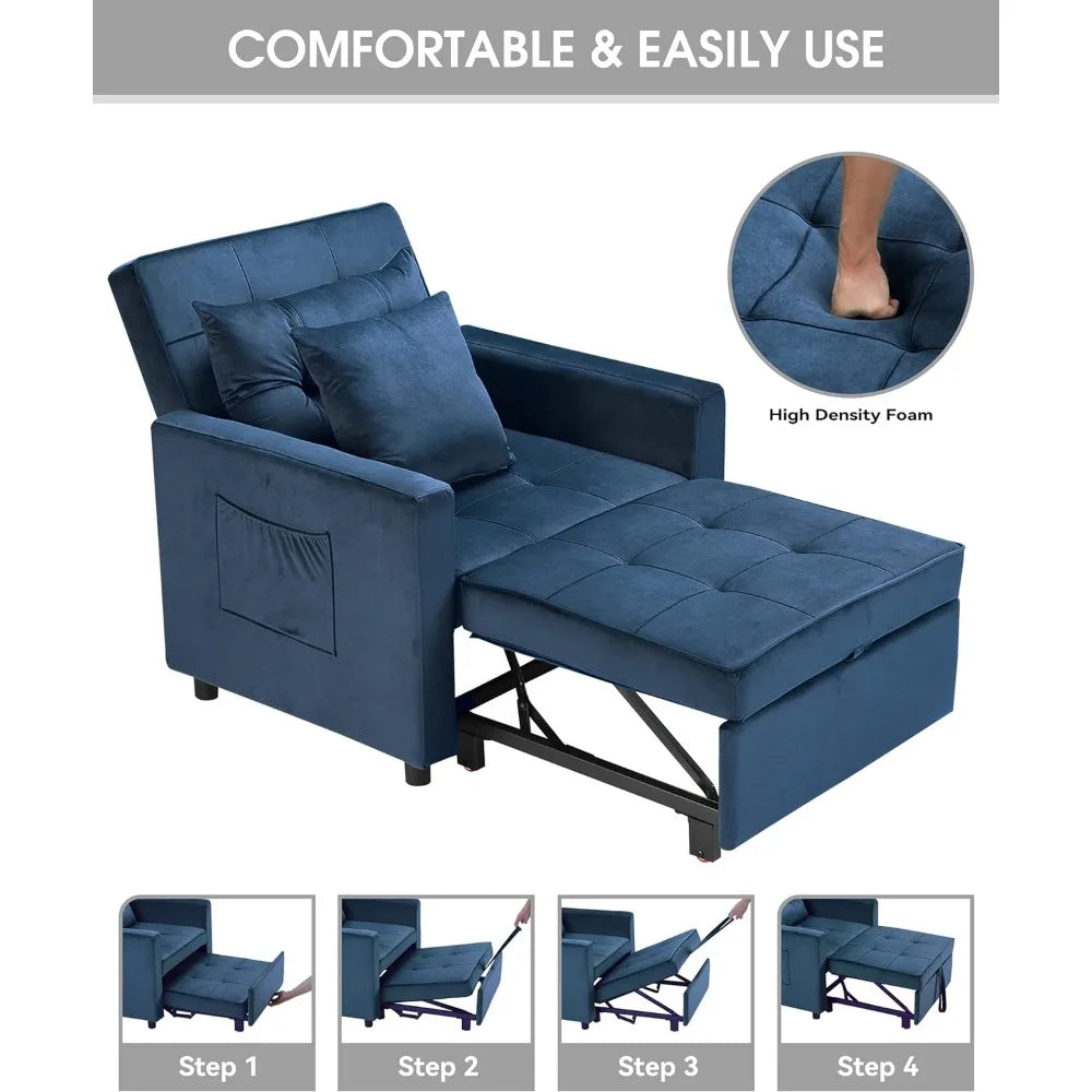 Convertible Sleeper Chair Bed, 3-in-1 Adjustable Armchair Recliner
