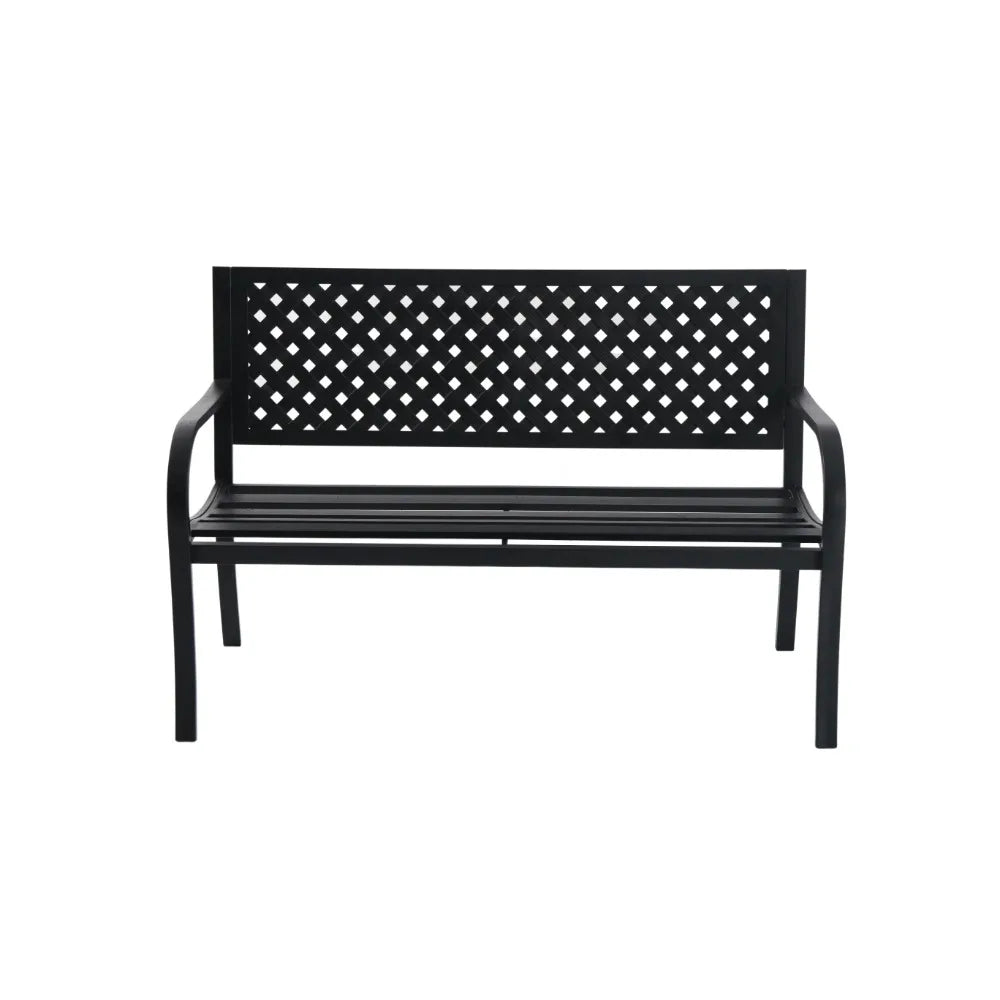 Durable Steel Patio Bench with Sloping Armrests