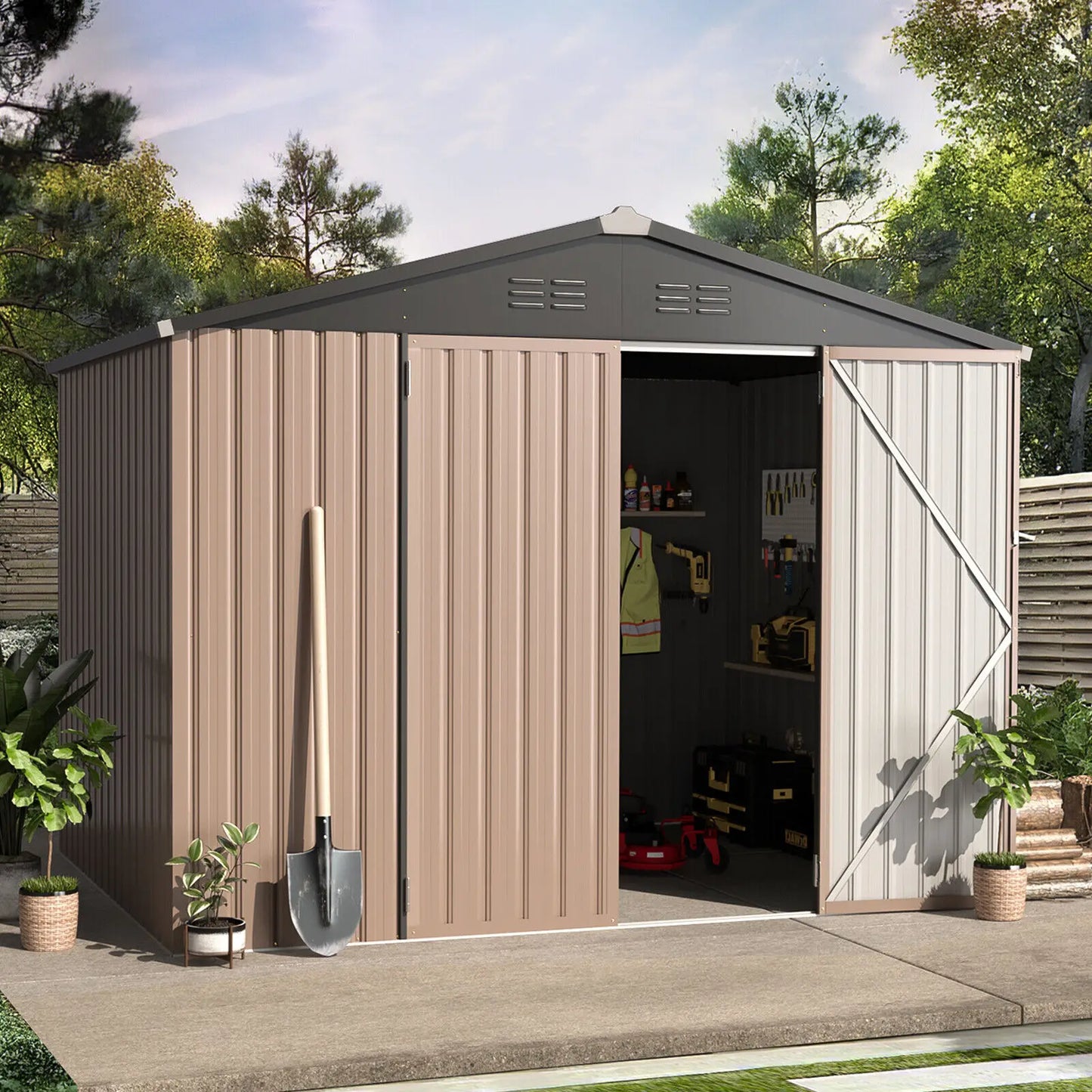4'x6' Outdoor Metal Storage Shed for Garden Tools
