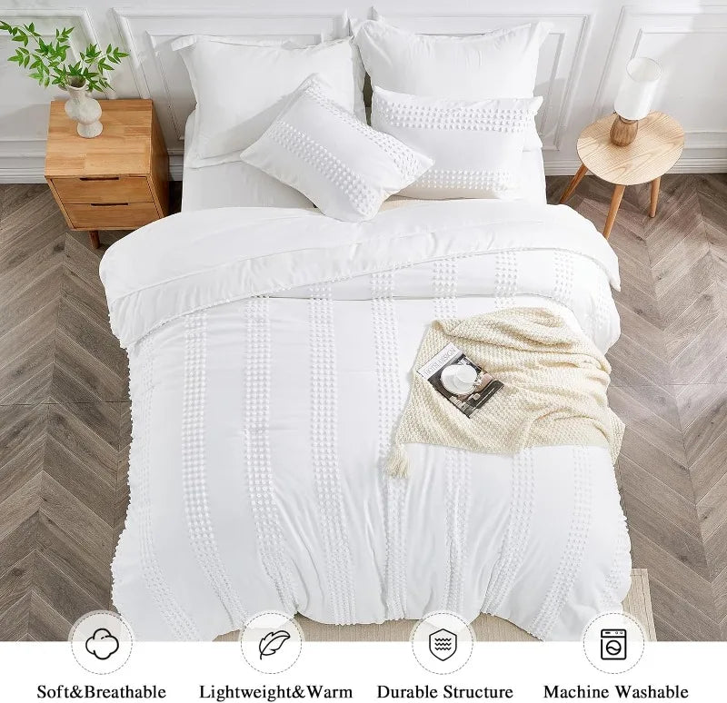 7 Piece Boho Tufted Comforter Set with Sheets