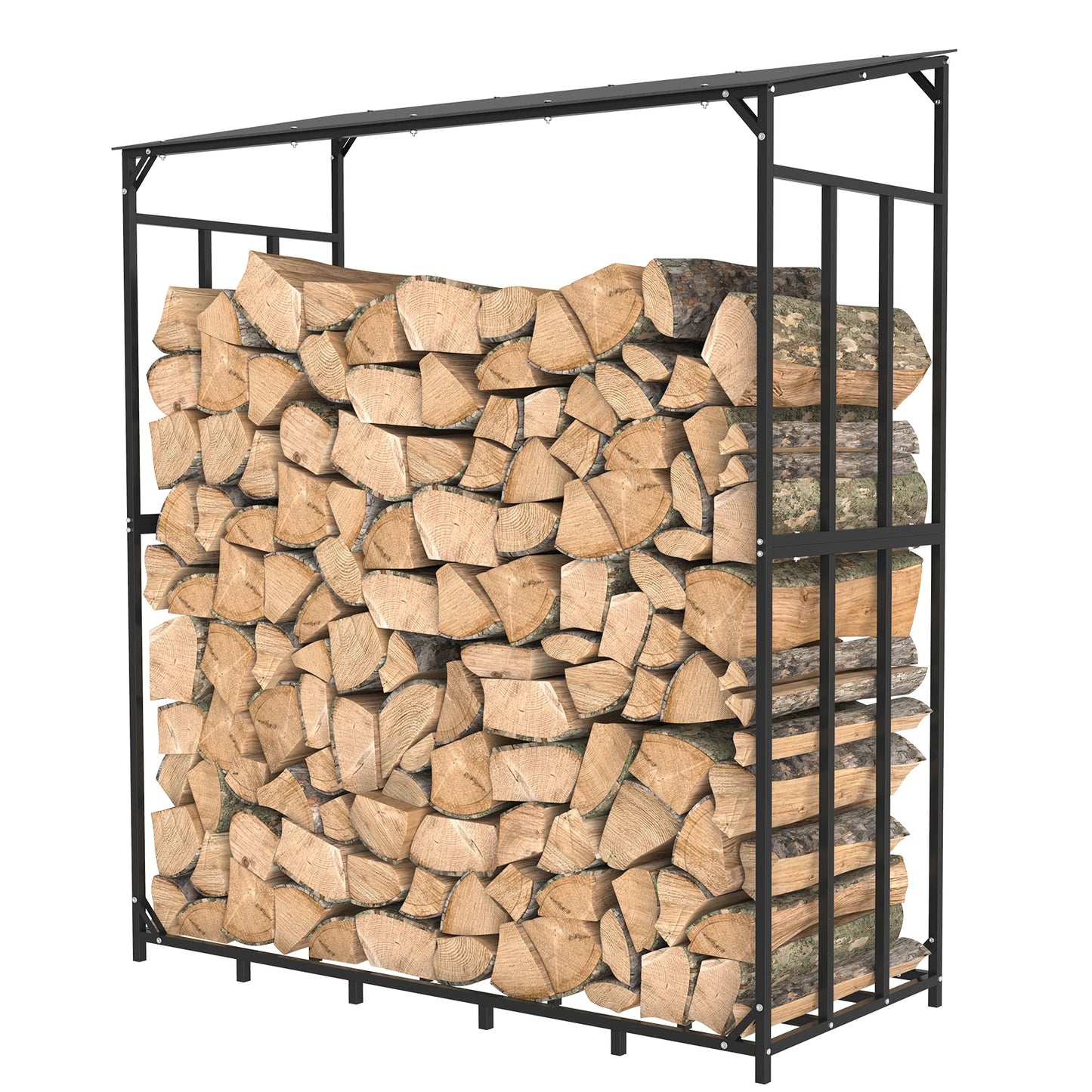 Tall Heavy Duty Outdoor Firewood Rack with Cover