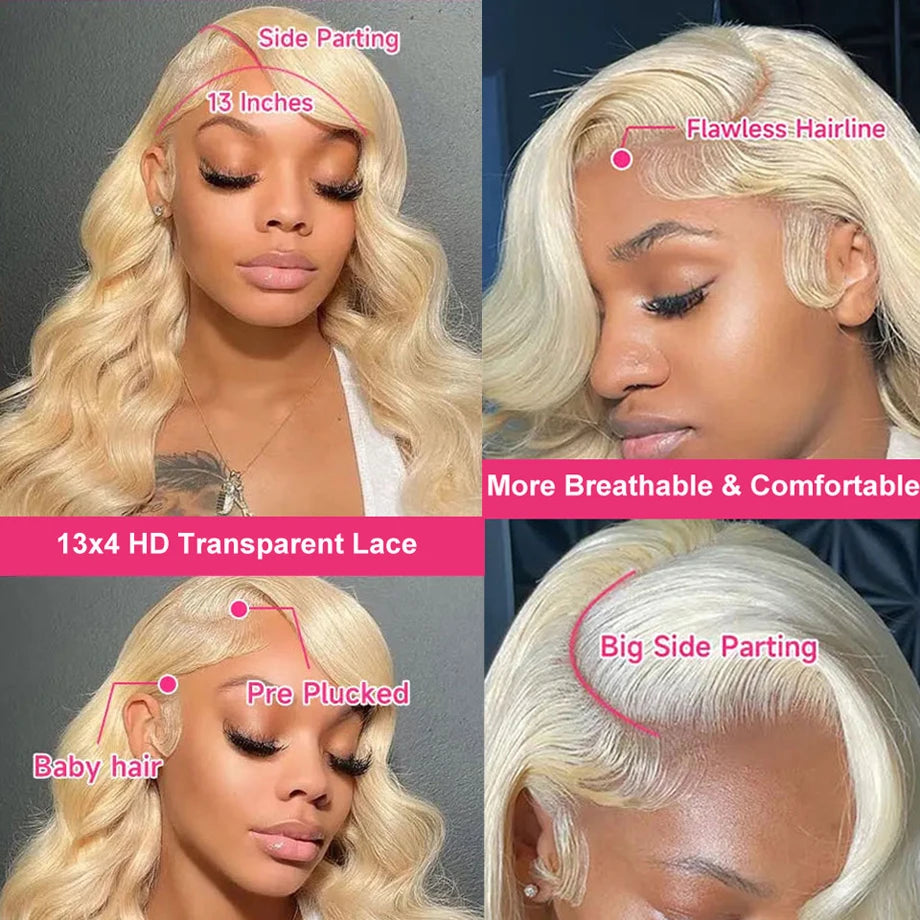 613 Blonde Body Wave Lace Frontal Glueless Wigs