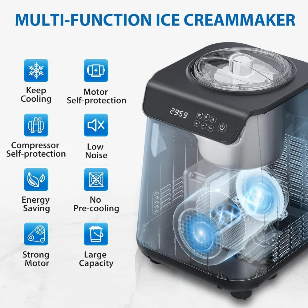 1.3 Quart Ice Cream Maker with Built-in Compressor