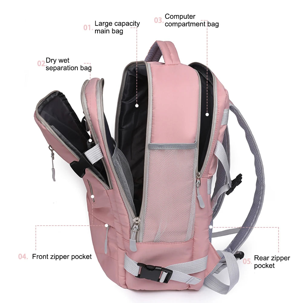 Oxford Backpacks for Women Men USB Charging With Shoes Pocket Travel School Backpack Students Large Capacity Knapsack Rucksack