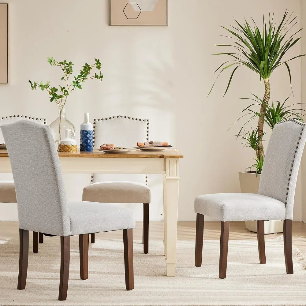 4-piece Dining Set, Parsons Chair with Spike Head Trim