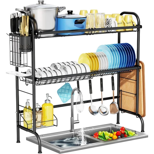 Over The Sink Dish Rack, with Utensil Holder