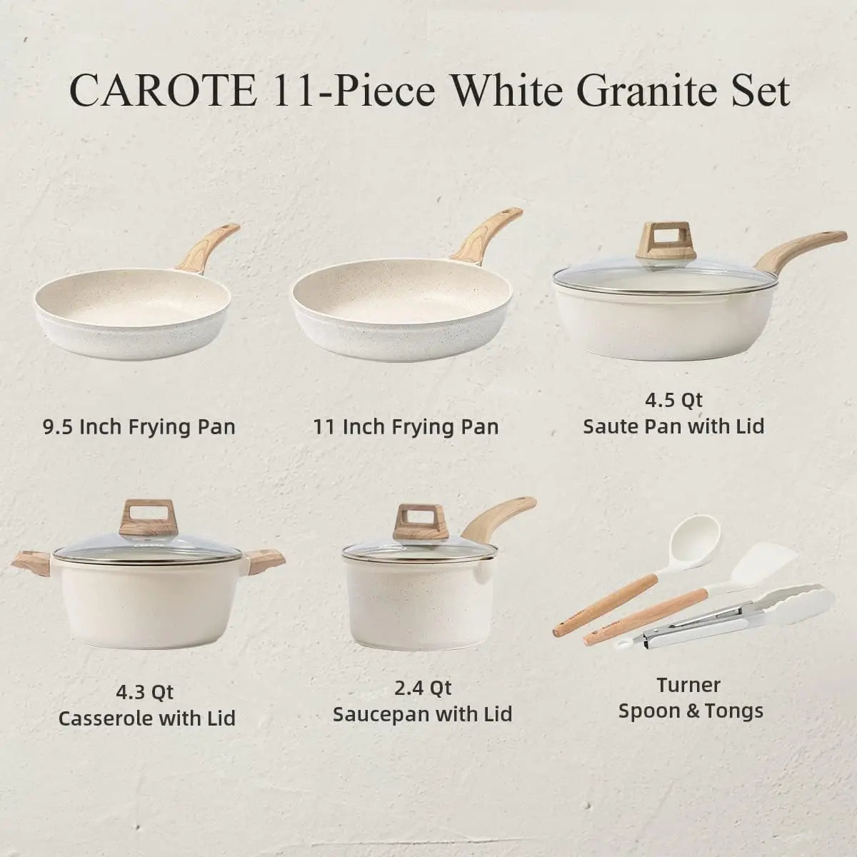 White Granite Non-Stick Induction Cookware Set
