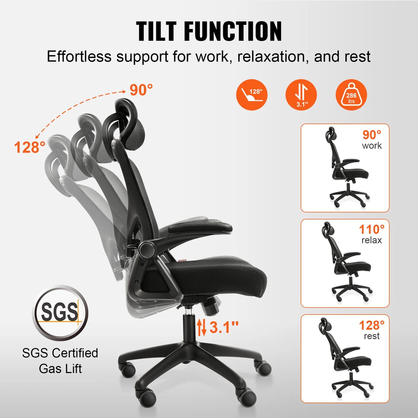 Ergonomic Chair with Lumbar Support and Height Adjustable
