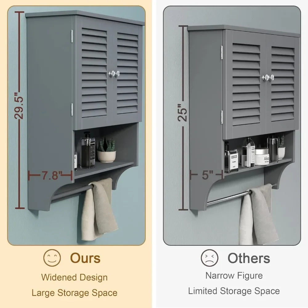 Storage Cabinet for Bathroom, 2 Doors, Space Saver