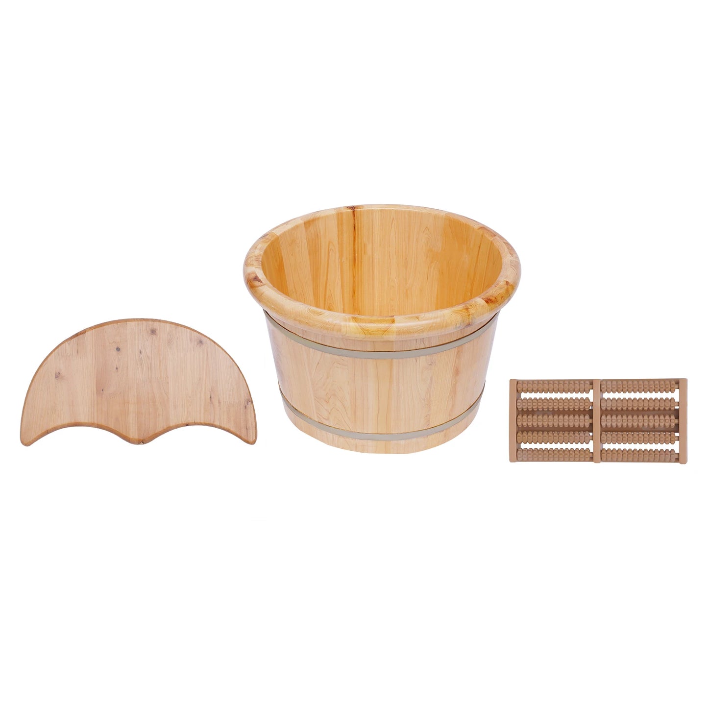 Portable Wooden Foot Bath With Cover And Plate Massager